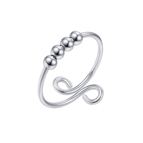 Cross-border double-layered rotatable ball bead ring for women, anxiety relief ring for women, personalized trendy jewelry