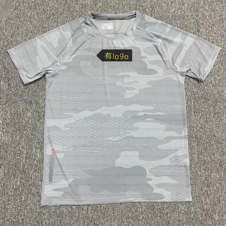 Brand Logo Ice Silk Elastic Track and Field Short-sleeved T-shirt Men's Summer Loose Breathable Quick-drying Sports Casual Top Trendy