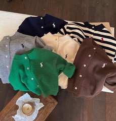 Cross-border Autumn New Children's Loose Knit Sweater for Boys and Girls, Embroidered Cardigan, Short-sleeved Woolen Coat for Babies
