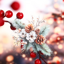 美好的一天冬季花枝主题PET贴纸 冬韵花梦系列手帐DIY装饰素材贴