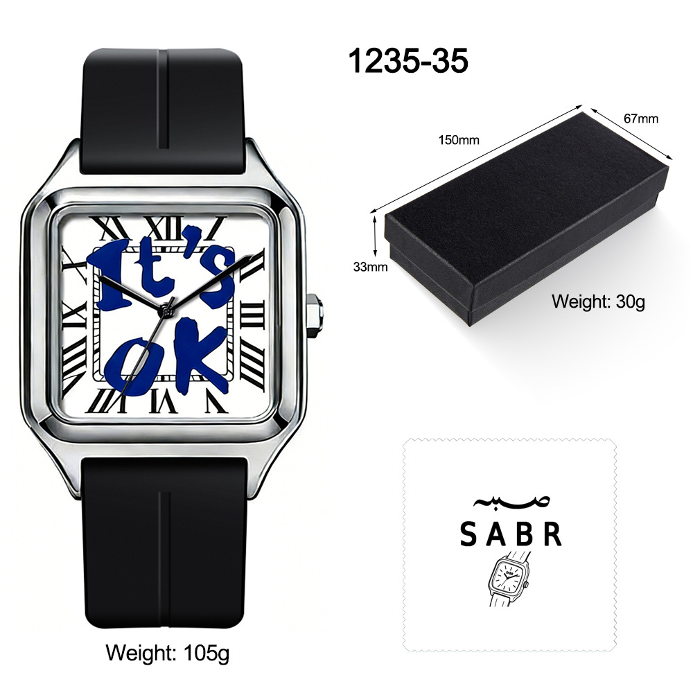 square quartz waterproof swiss watch stainless steel