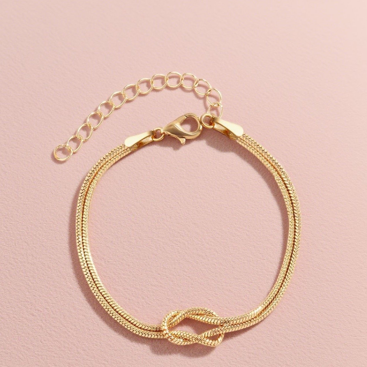 New Product: Knotted Double-Layer Snake Bone Chain Bracelet, Titanium Steel Plated with 18K, Minimalist Design, Niche, Trendy Geometric Style