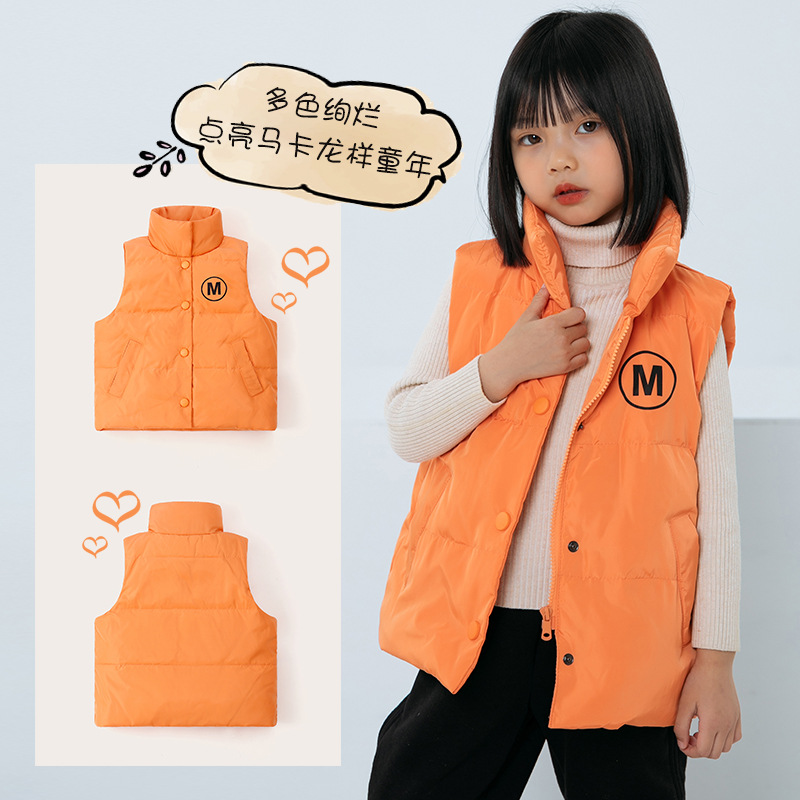 Otoño e Invierno nuevos niños y niñas Ropa de niños mediana y grande para niños chaleco cálido chaleco exterior desgaste abajo chaqueta