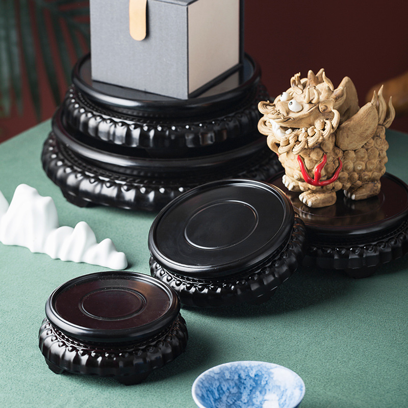 木質底座實木圓形竹木底陶瓷座魚缸花盆花瓶奇石茶壺盆景木托盆架