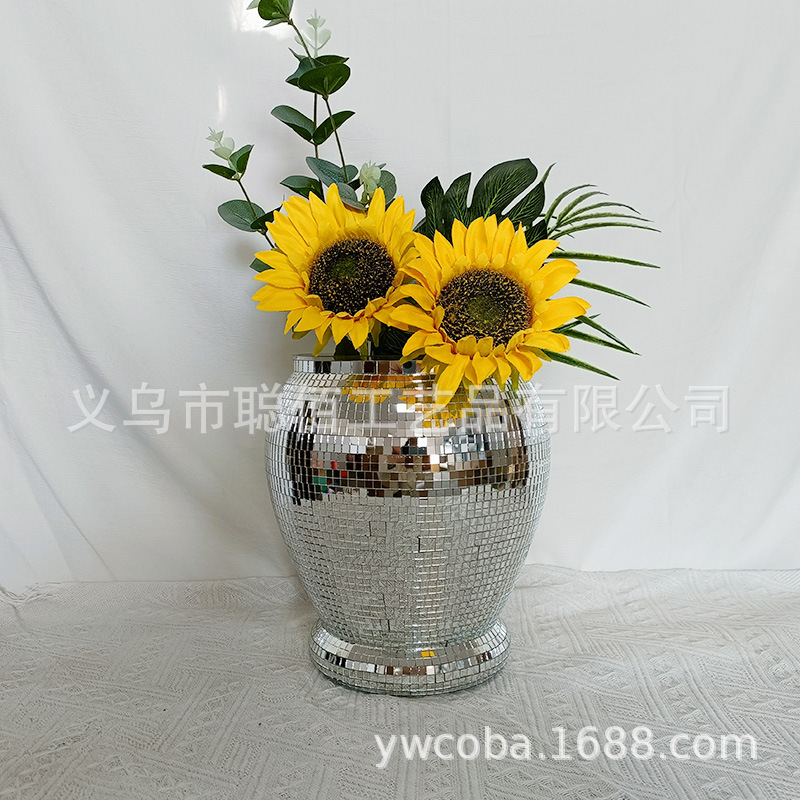 跨境Disco Ball Planter迪斯科镜面球花盆室内摆件