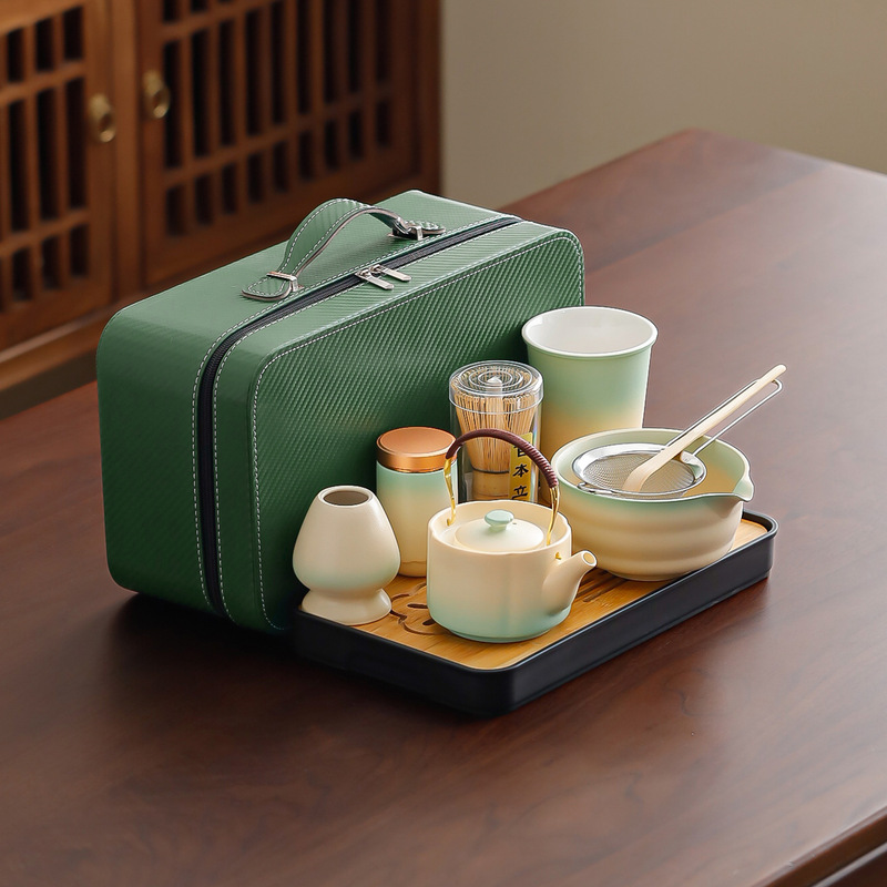 Ceramic teapot with handle, matcha bowl set, home use gift set, complete tea set with tea tray, customizable with logo Ceramic teapot with handle, matcha bowl set, home use gift set, complete tea set with tea tray, customizable with logo