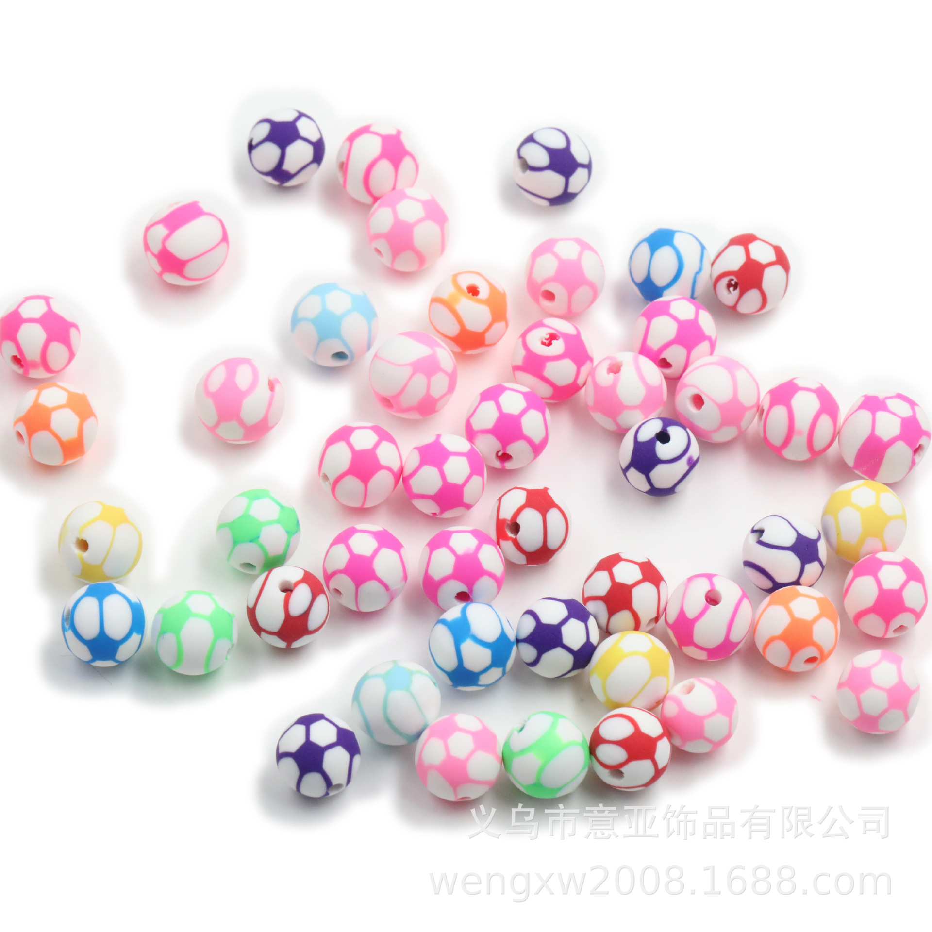 Soft Pottery Scattered Beads Baseball Basketball Football Tennis Straight Hole Round Beads Children Handmade Beaded Material DIY Jewelry Accessories