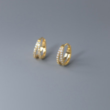 纳兰  s925银双层镶钻耳扣韩版小巧简约个性气质女耳饰品M02243