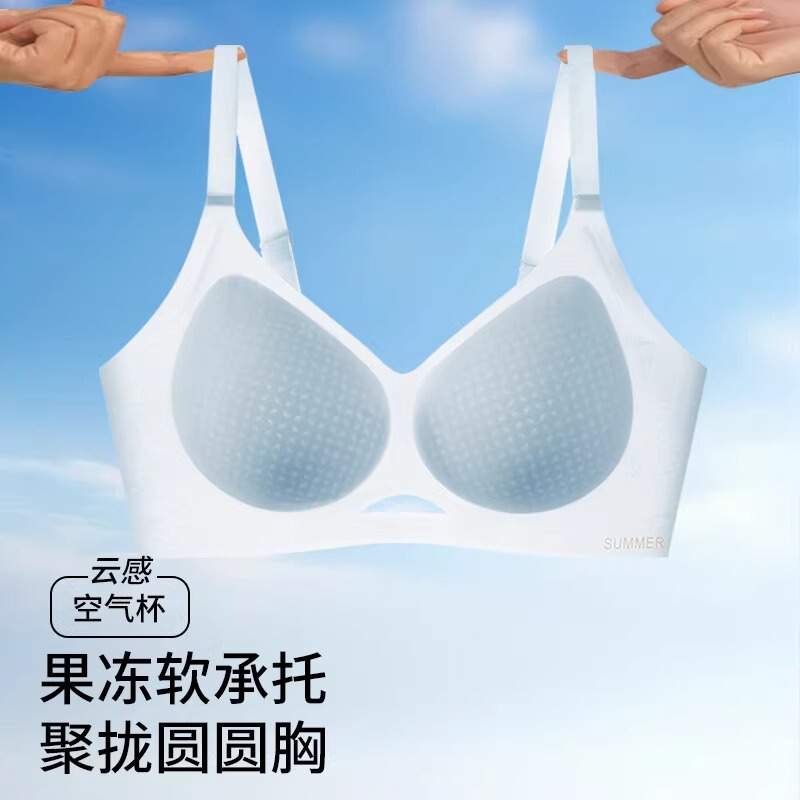 Summer Underwear Women's Small Chest Push-up Thin Breathable Non-marking Steel Rings Pull-up Bra Soft Support Anti-sagging