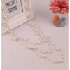 Long necklace from pearl, demi-season fashionable accessory, universal sweater, decorations, Chanel style