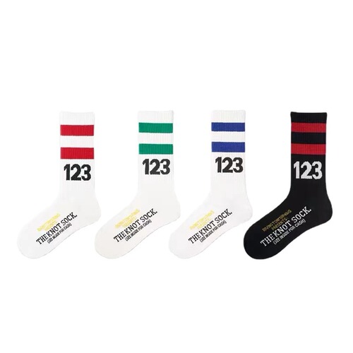 23 years new RRR123 beige mid-tube striped digital pure cotton high street with FOG new sweatshirt trendy brand socks
