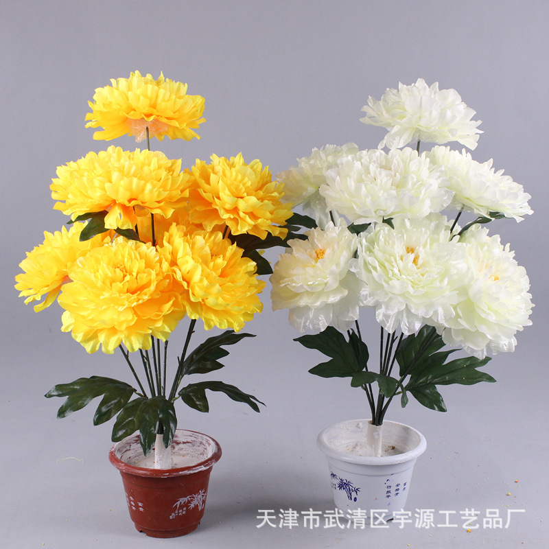 Simulation 9 heads of wealthy big and light peony flowers high…