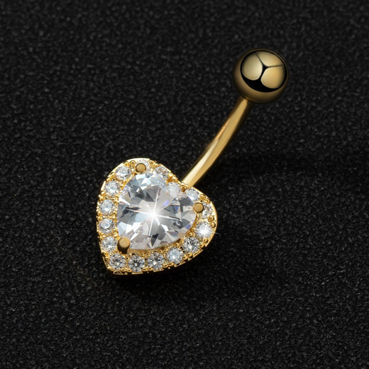 Piercing nombril cœur en zircon bijou de corps élégant chic_voghion.com
