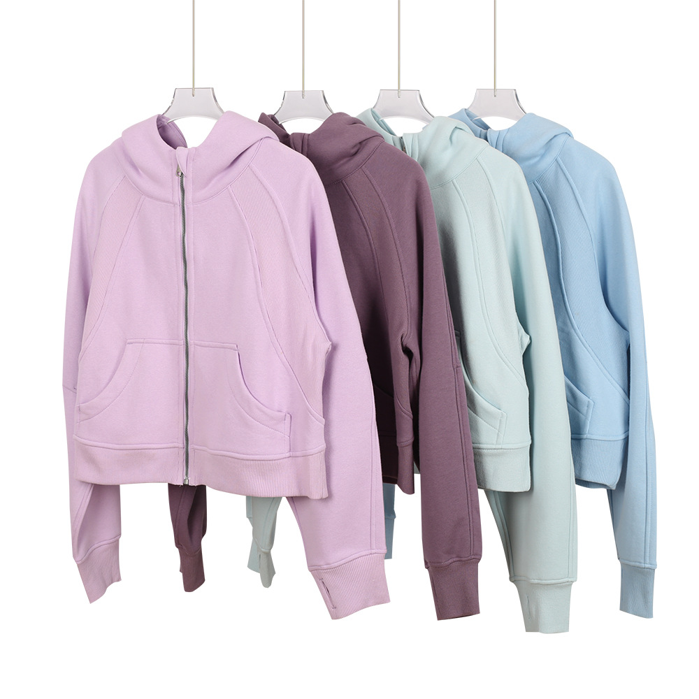 Women's Oversized Scuba Hoodie Fleece Lined Zip up Jacket Kangaroo Pocket Yoga Lounge Casual Wear_ecoleips.com