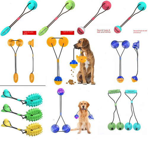 Pull-string teething dog toy Amazon double suction cup tug-of-war dog supplies Self-pleasure dog food leakage toy