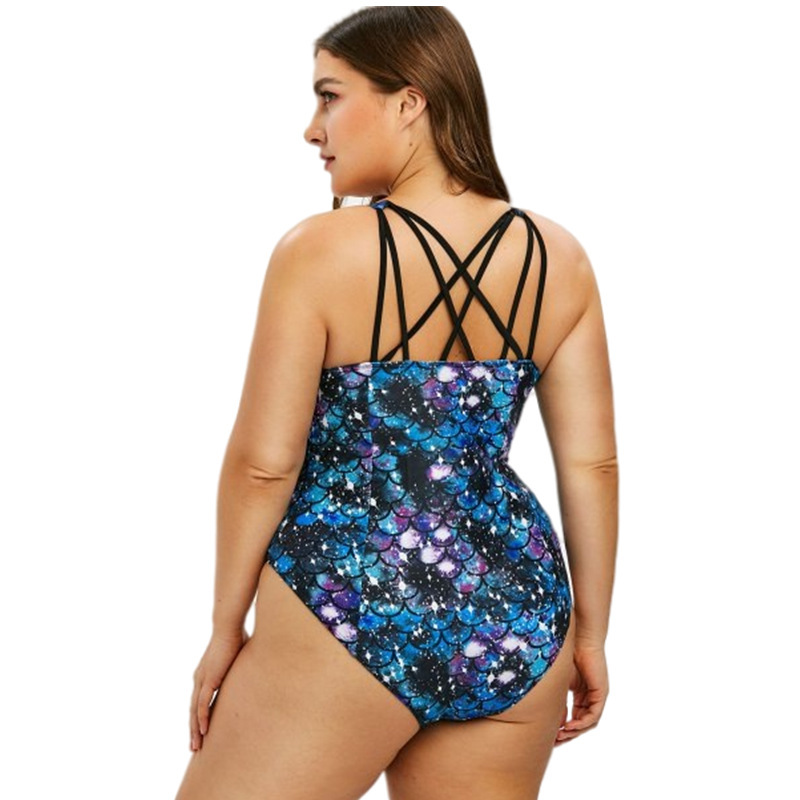 plus size printing multi-band with underwire one-piece swimsuit NSYLH123381