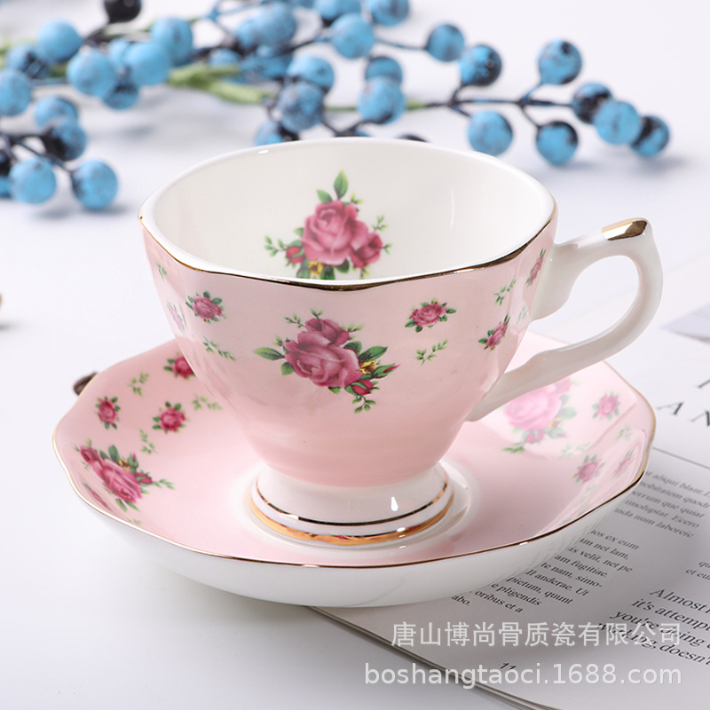 Tangshan hueso porcelana taza de café y plato puede ser impreso regalo recuerdo