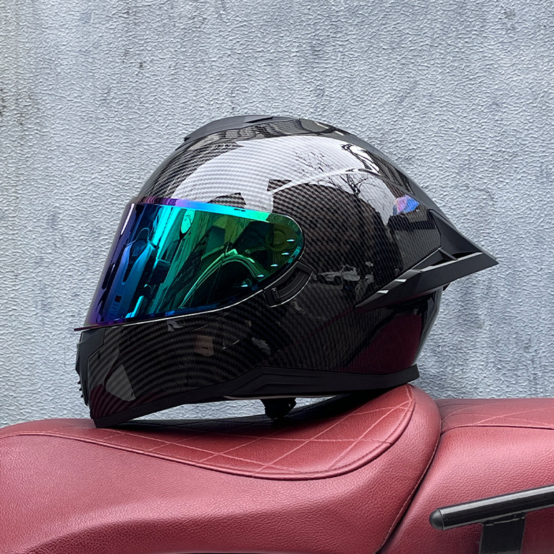 Casco integral transfronterizo DOT de la versión mejorada de LVS con doble lente para hombres, casco de seguridad universal para todas las estaciones para motociclistas femeninas, casco de motocicleta con doble lente.