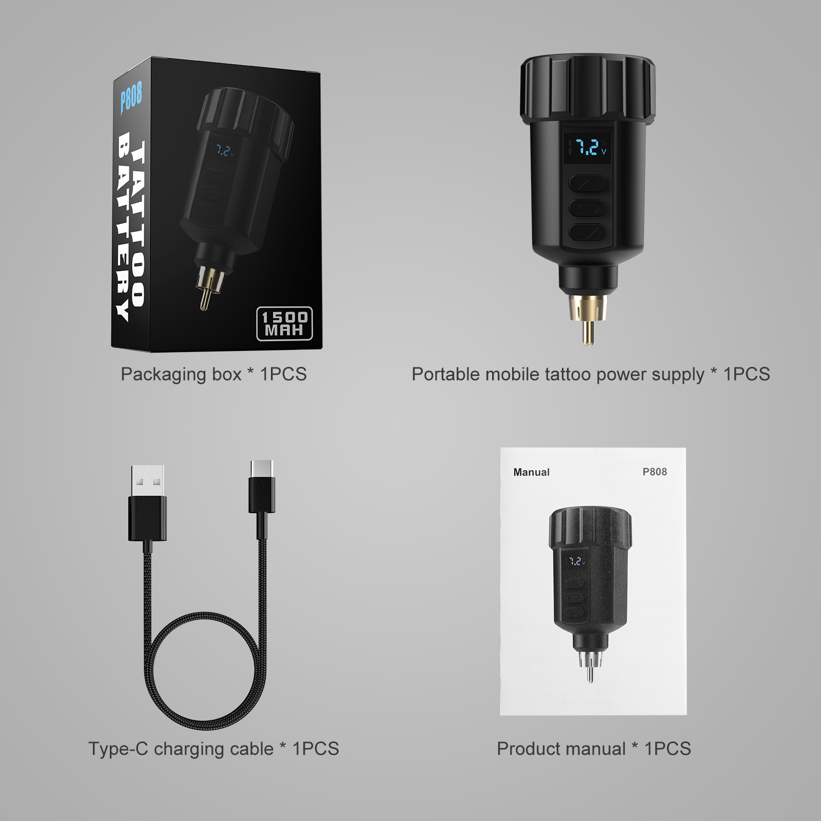 Fuente de alimentación inalámbrica para tatuajes RCA batería 1500mAh pluma de tatuaje de gran capacidad Fuente de alimentación portátil