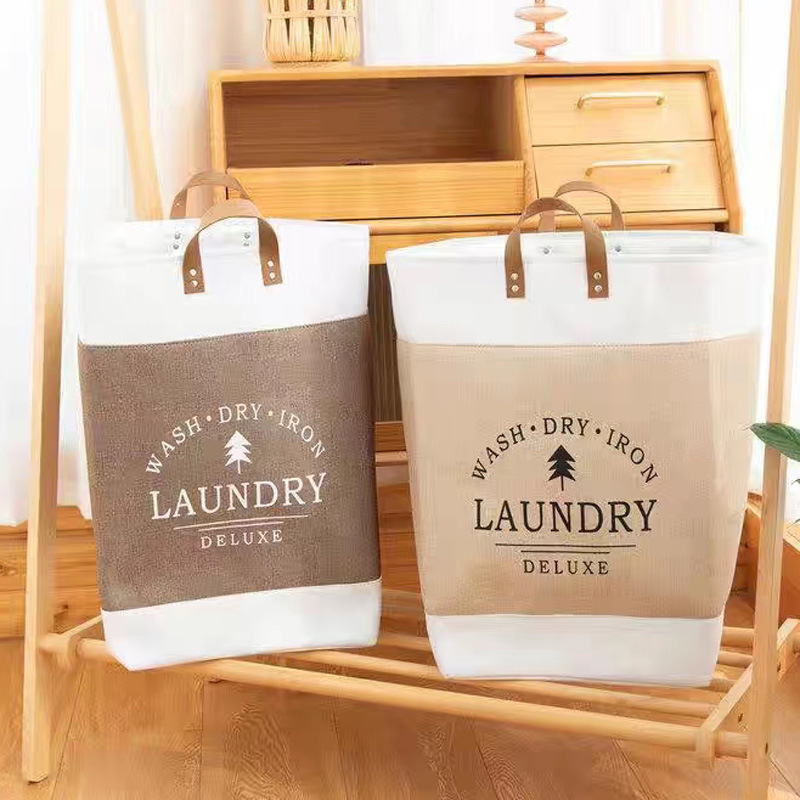 Ropa sucia portátil Cesta de almacenamiento grande Cubo de almacenamiento de artículos diversos de juguete Cesta de manija de tela plegable de estilo japonés simple