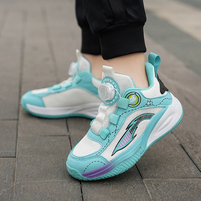 Niñas 2025 nuevas zapatillas deportivas de otoño para niños respirantes de malla de botones de niños grandes zapatos casuales de papá