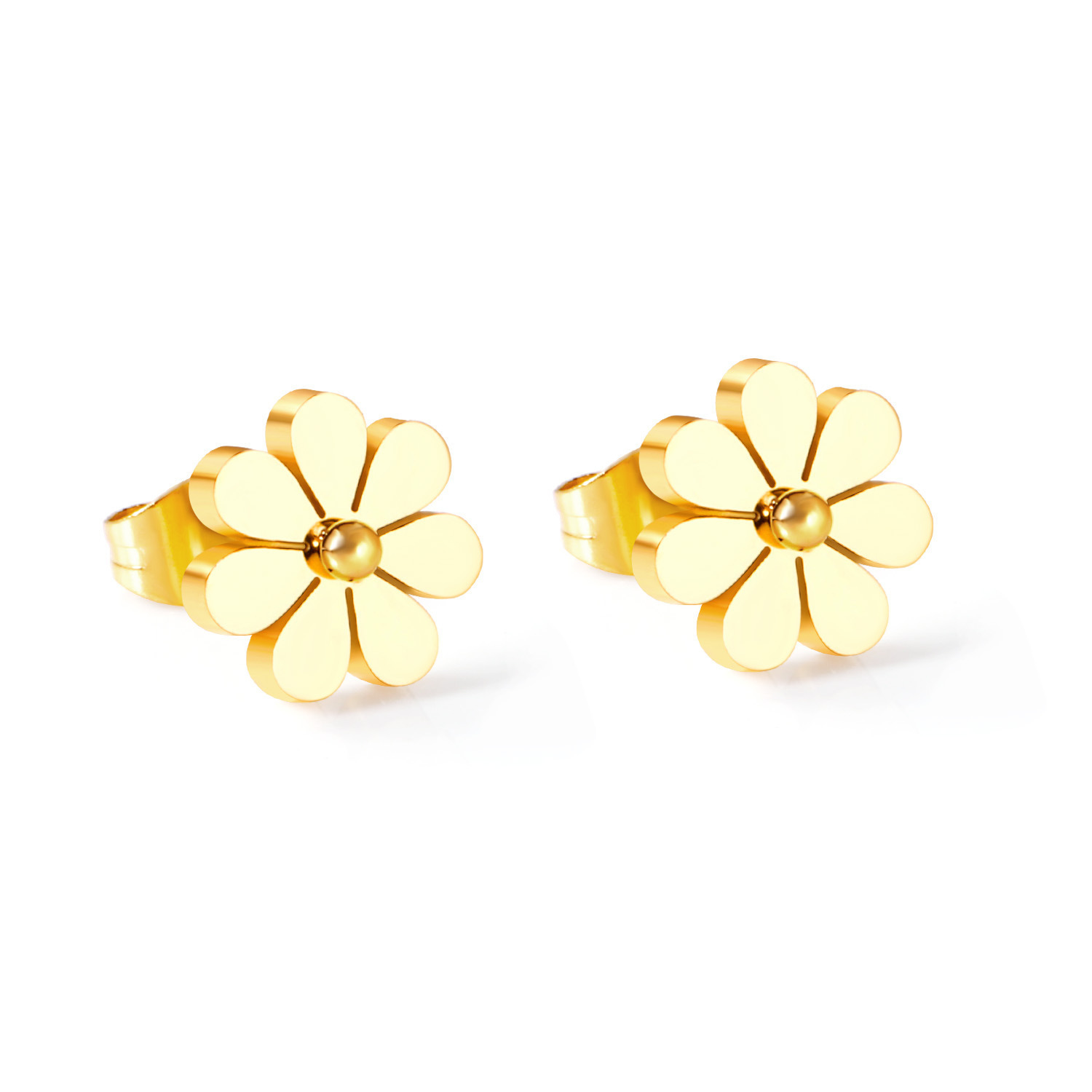 Rongxun Simple Little Daisy Pendientes de acero de titanio de todo el cuerpo Moda femenina Temperamento Pendientes de margarita pequeños y exquisitos Pendientes al por mayor