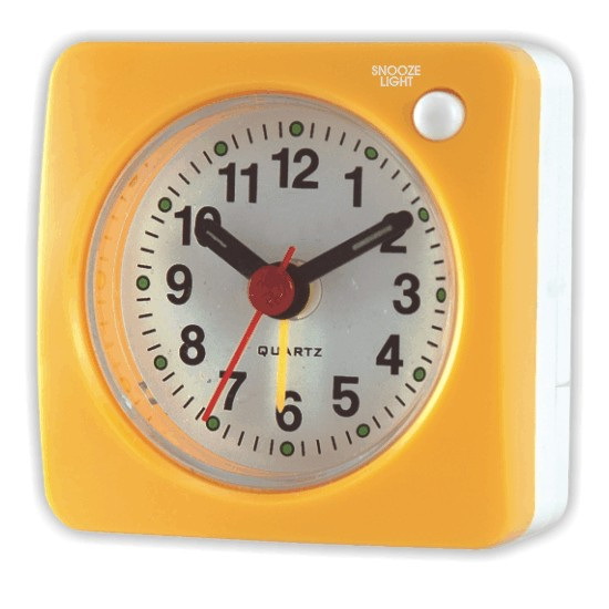 Reloj de alarma de viaje pequeño reloj de alarma de noche mudo con luz con función de repetición Reloj de cuarzo cuadrado reloj de alarma de estudiante de niños
