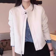 爆款圆领皮衣外套女短款2025春季新款时尚休闲小个子机车服皮夹克