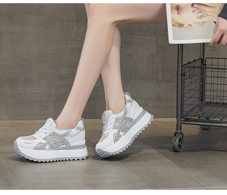 Giày sneaker nữ đế dày lưới thoáng khí phong cách thể thao — Xám 5073, Mơ 5073, Vàng 5073 chi tiết 25