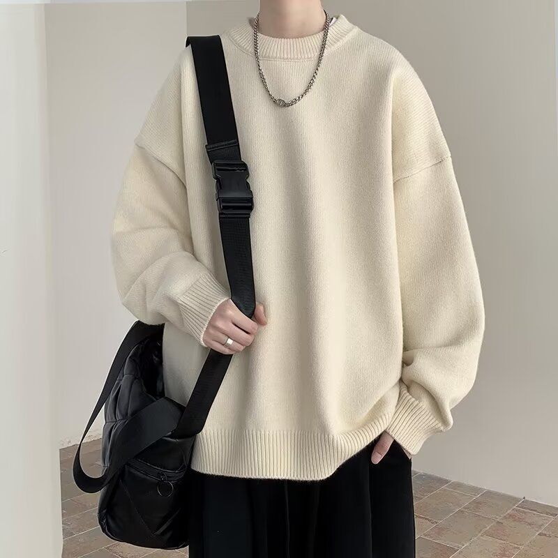 2025 Autumn and Winter Color Thickeneded Knitwear Trendyy Lazy Style Loose Casual Versatile Men's Knitwear