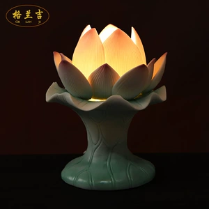 Керамическая лампа Dehua Lotus для лампы Будды, домашняя светодиодная лампа Bodhisattva, подключаемая лампа Lotus перед залом Будды, вечно яркая лампа
