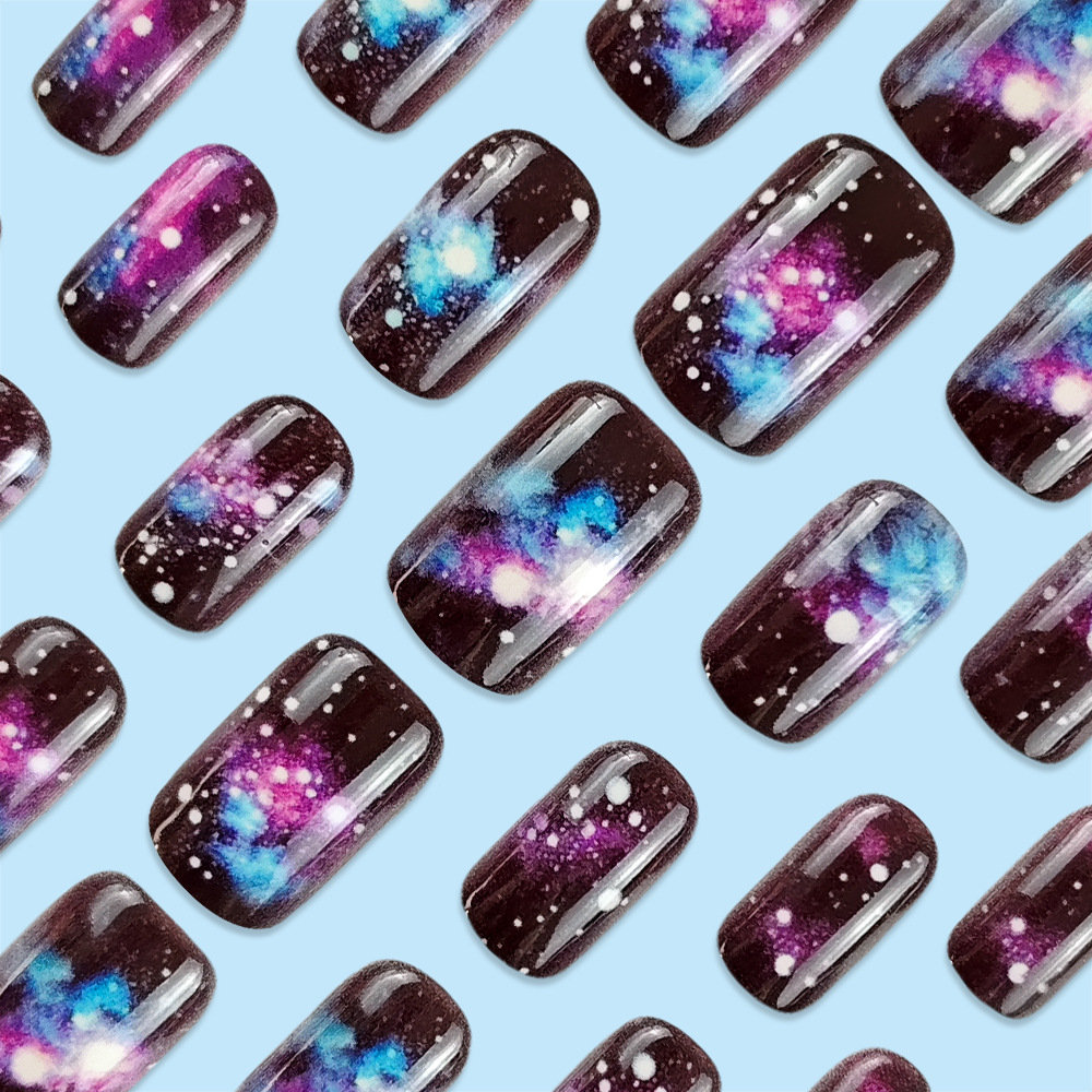 Cosmos estrella comercio exterior manicura parche de uñas nebulosa gradiente parche de uñas al por mayor venta cruzada en caliente estrella desgaste uñas