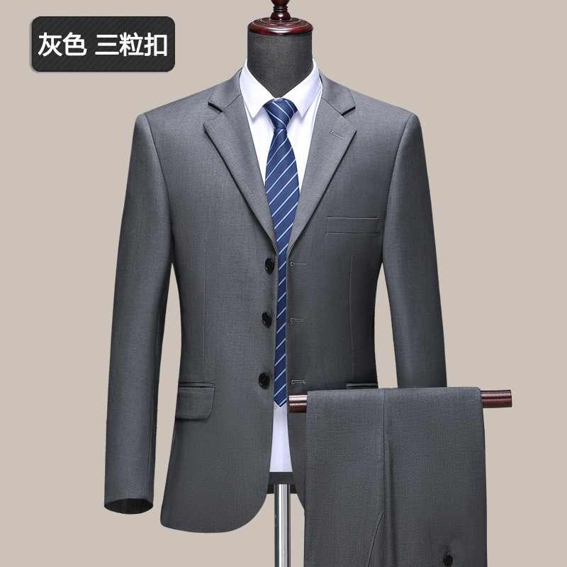 Middle-Aged Men's Three-Button Suit Set, Business Formal Suit, Wedding Suit, Groom's Attire, Professional Father's Outfit