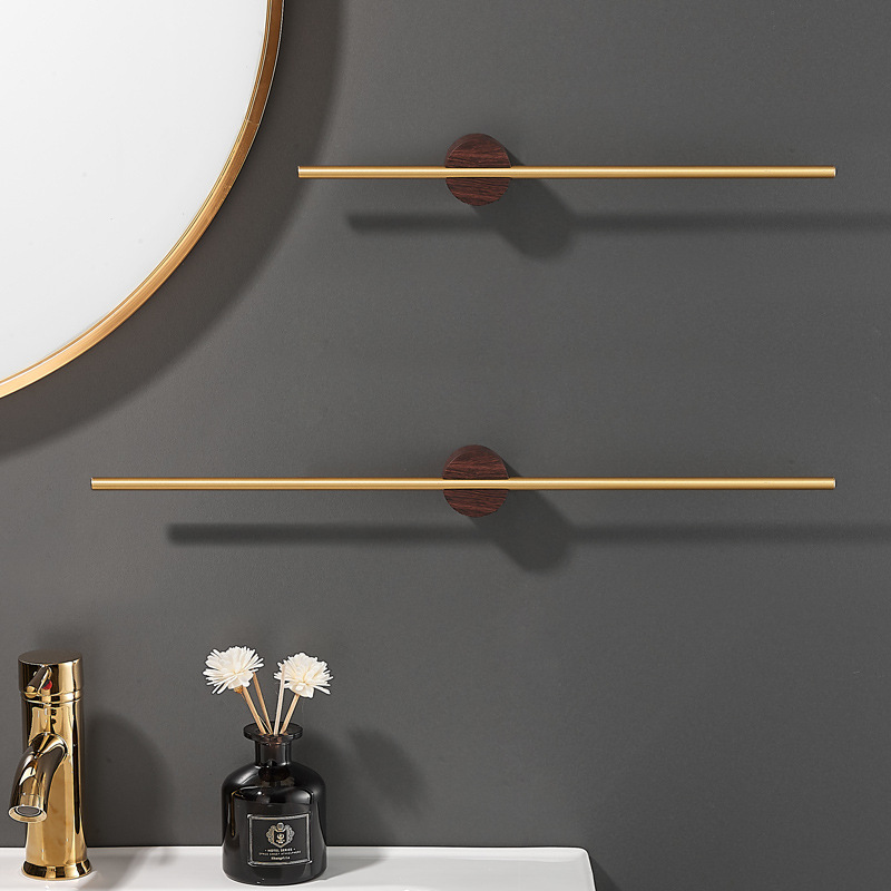 Walnut Towel Rack for Bathroom, No-Drill Installation, Creative Towel Holder for Restroom, Light Luxury, Thickened Single Rod