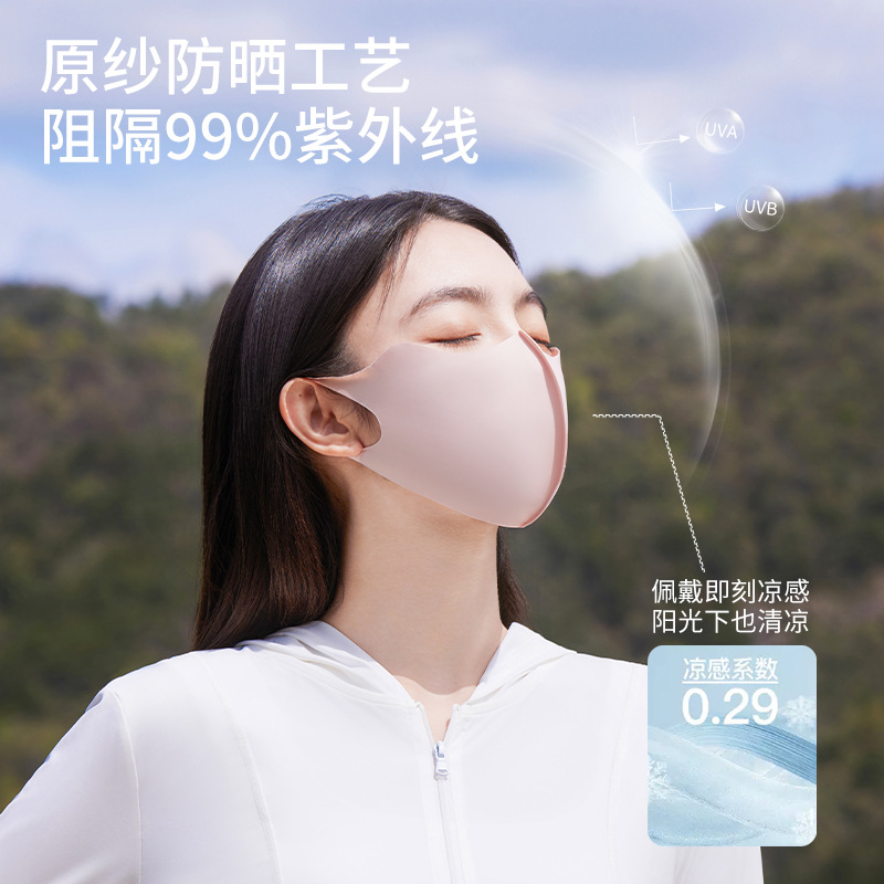 Máscara solar para mujeres esquina de protección de ojos UPF50 + máscara solar delgada anti-UV de verano de hielo transpirable