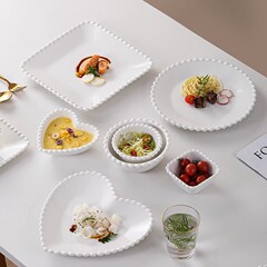 パールエッジセラミック家庭用ライスボウル朝食皿クリエイティブケーキ菓子皿デザートスナックボウルサラダ皿食器