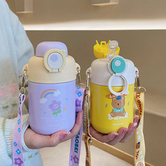 高颜値児童保温カップかわいいアニメカップ316ステンレス学生ギフトカップネット赤ストロー付きコップ
