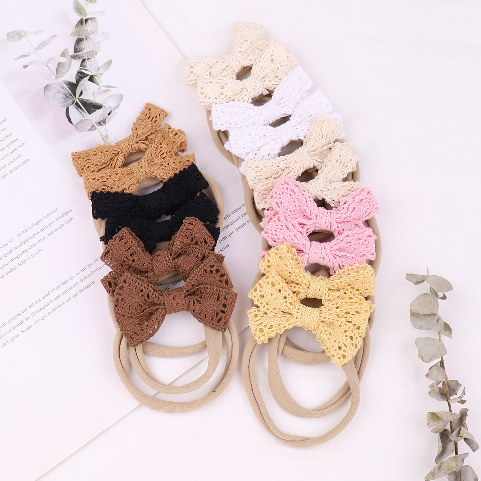 Wholesale Pure Color Lace Bow Children Hairband Nihaojewelry display picture 3