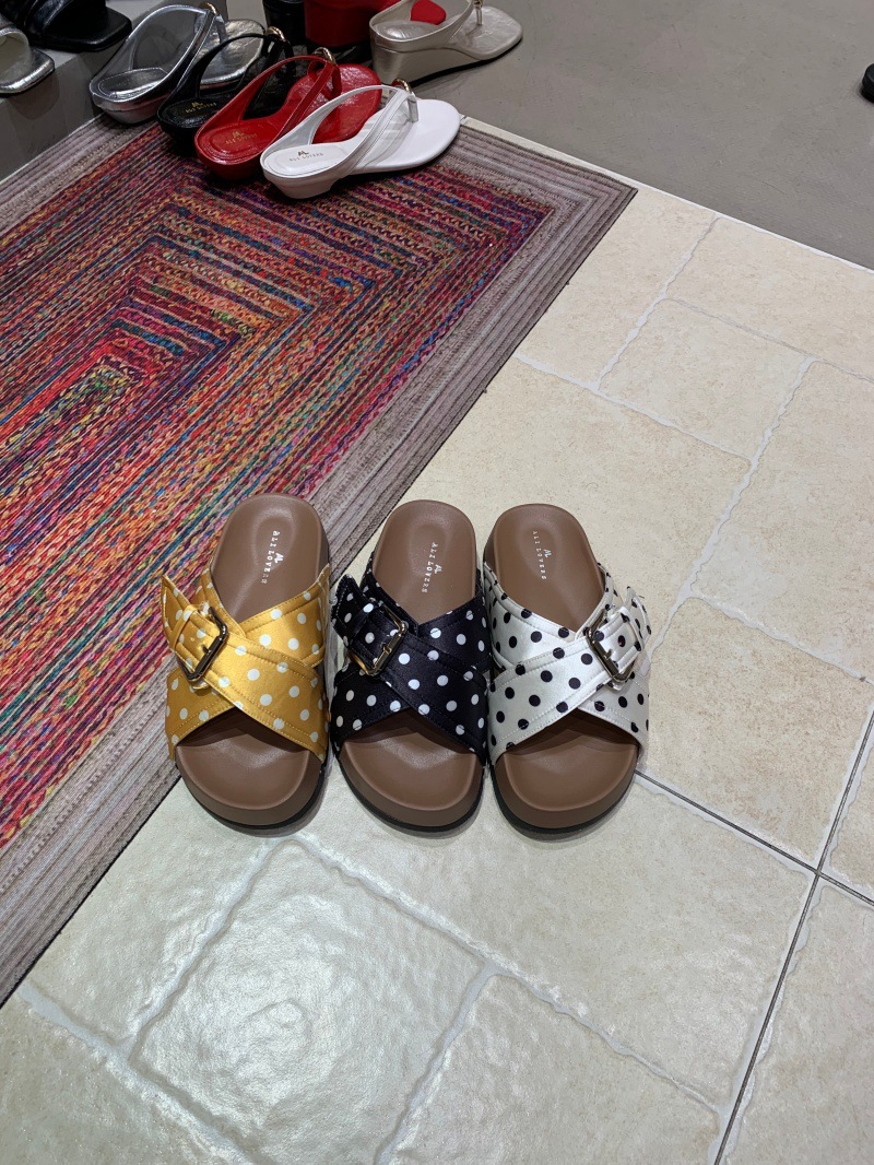 Women's Slip-on Slippers With White Polka Dot Pattern For Summer_voghion.com