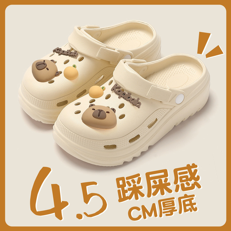 Hole Shoes Women's Summer Outer Wear 2024 New Non-Slip Wear-Resistant Dirty-Resistant Breathable Baotou Beach Shoes Women's Sandals and Slippers