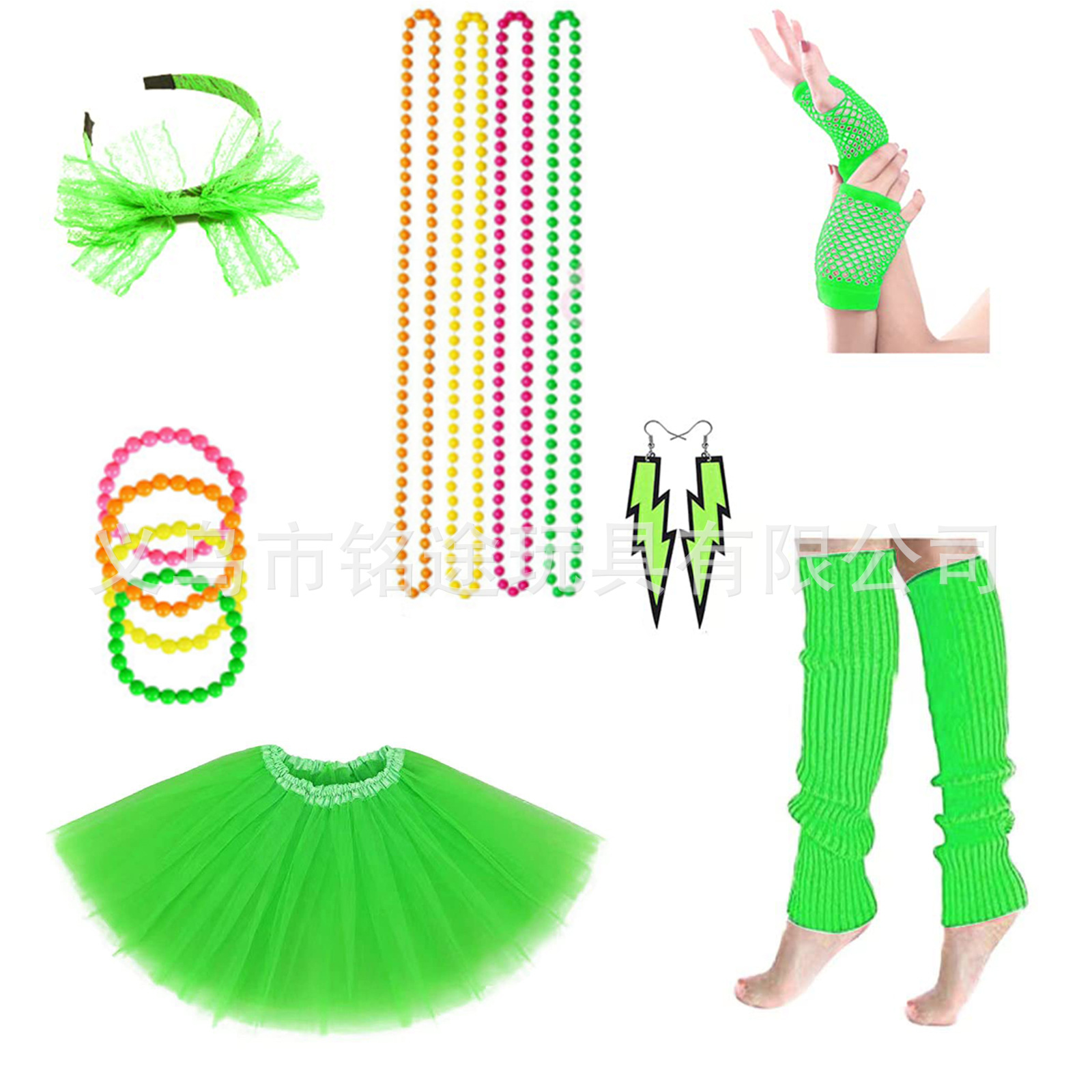 1980 rosa roja verde cabeza hebilla gafas pendientes guantes carnaval fiesta traje de baile suministros