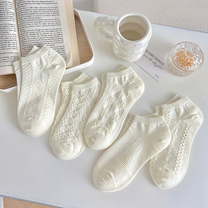 白色襪子女薄款夏天麻花船襪jk洛麗塔日系學院風小紅書短筒襪批發