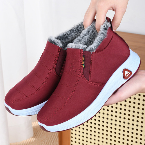 Winter Old Beijing Cloth Shoes Women's Cotton Shoes Mother Shoes Soft Sole Anti-Slip Elderly Cotton Shoes With Fleece Thick Warm Anti-Slip