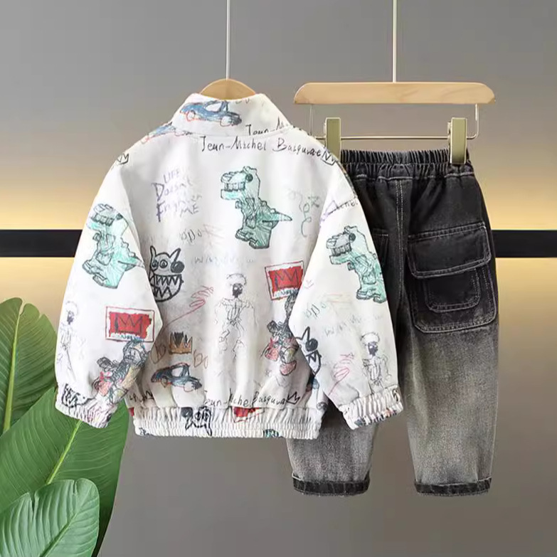 6337 Traje de primavera y otoño para niños 2025 nuevo suéter de primavera y otoño para niños de dos piezas Ropa de primavera y otoño para bebés