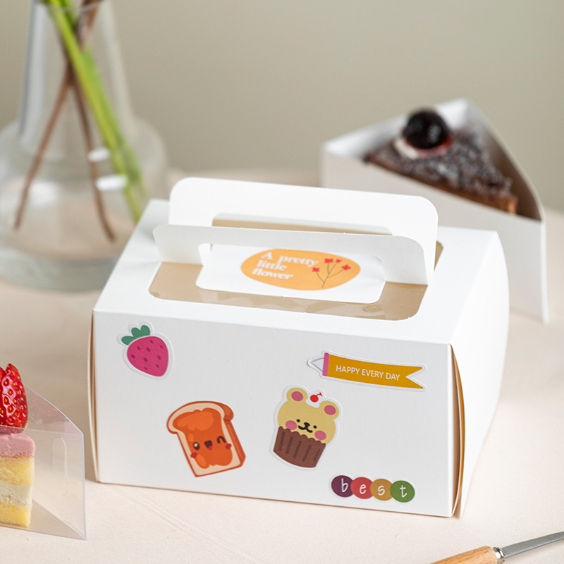 手提烘焙慕斯蛋糕包装盒戚风千层切块盒法式西点蛋糕卷打包盒托