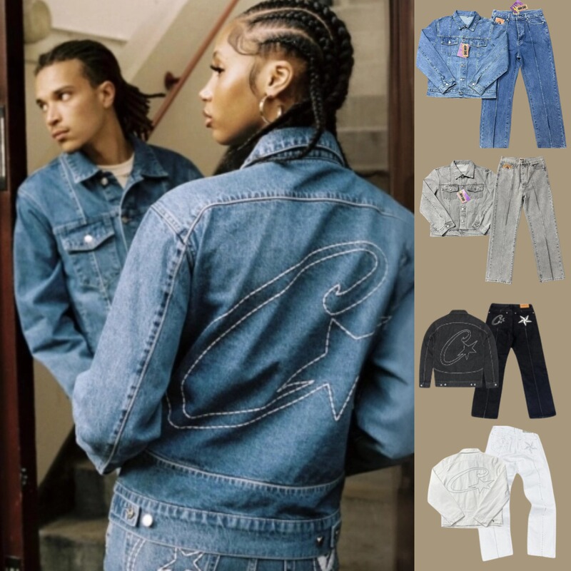 Foreign Trade Cross-Border Corteiz Alcatraz Denim Set High Street Western Jacket Loose Jeans Trendy Brand Foreign Trade Cross-Border Corteiz Alcatraz Denim Set High Street Western Jacket Loose Jeans Trendy Brand