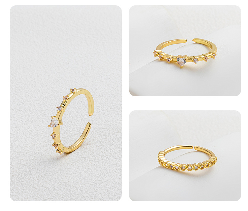 Fashion Solid Color Copper Open Ring Inlay Zircon Copper Rings