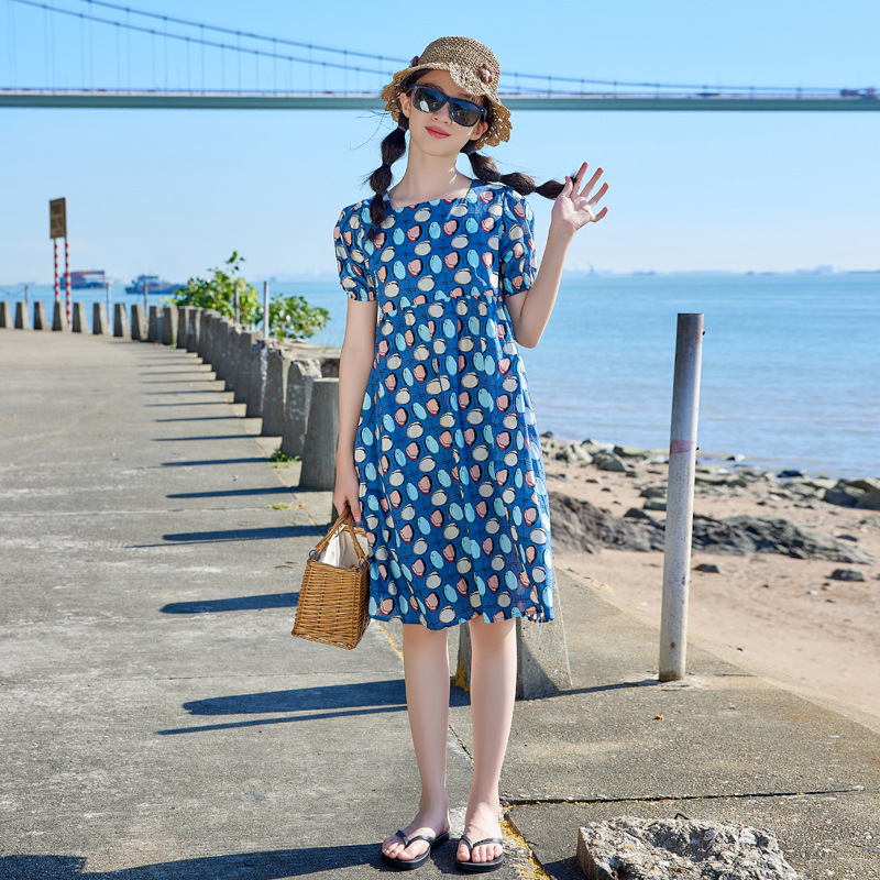 Vestido de niñas vestido de verano 2024 nuevos niños estilo occidental falda de lunares grandes niños de verano algodón estilo coreano vestido de princesa