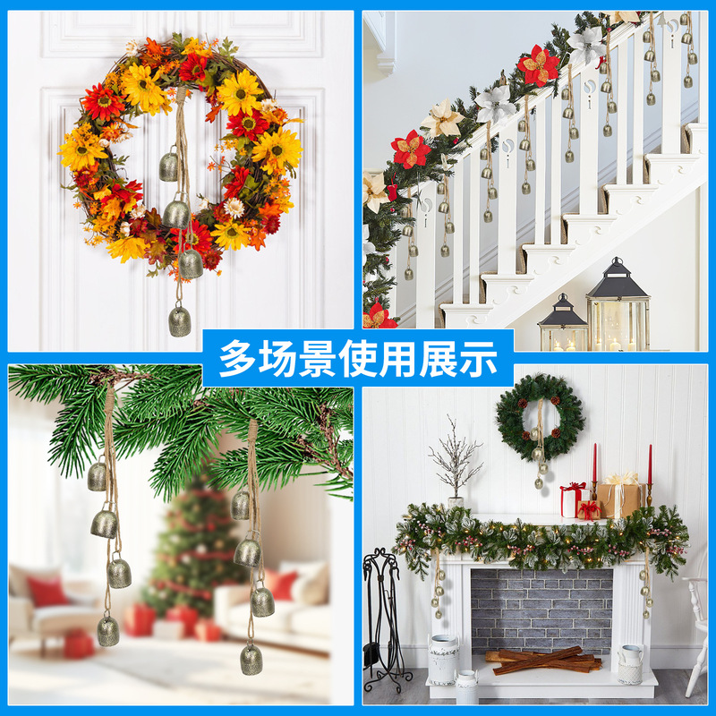 クリスマスベルレトロ大型アンティーク銅金属カウベル田舎の庭中庭新年装飾ペンダント|undefined