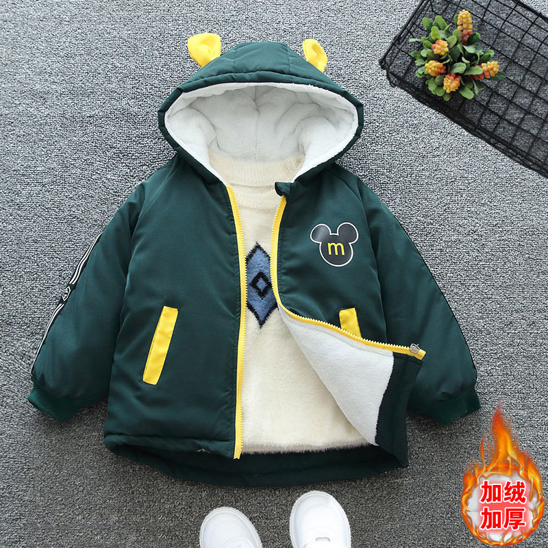 Ropa para niños abrigo para niños Otoño e Invierno para niños Abrigo acolchado con capucha estilo occidental ropa engrosada estilo coreano casual